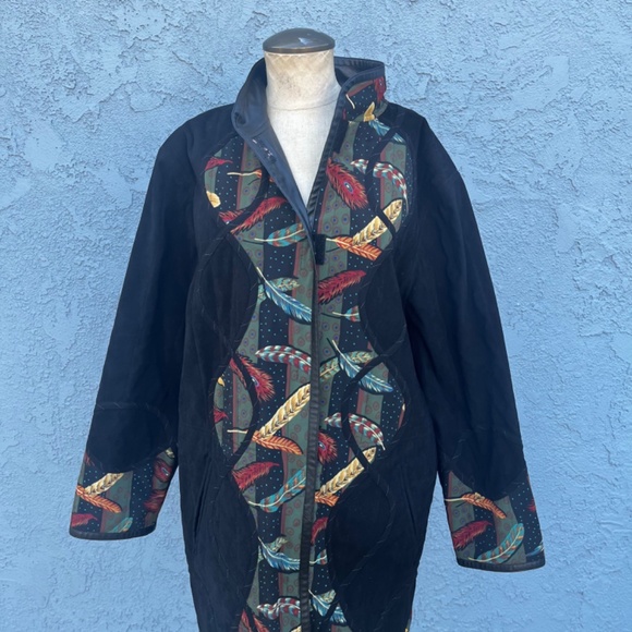 Vintage Quilted Jacket Art to wear Duster 90s Hippie Bohemian - Picture 2 of 10